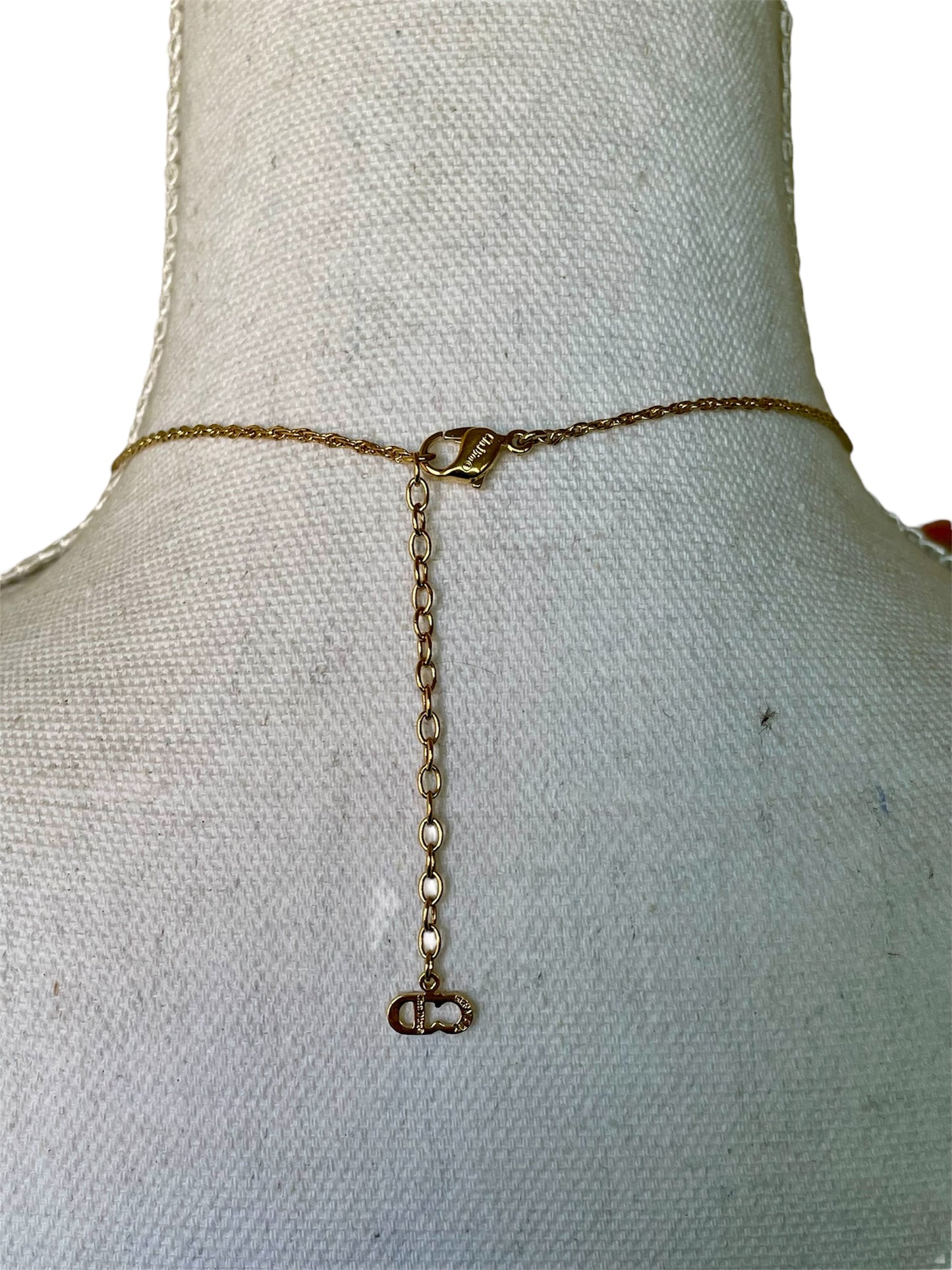 Vintage Christian Dior Necklace – Gold CD Logo & Heart Pendant