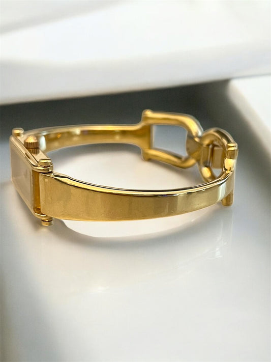Vintage Gucci Bangle Watch 1500 Gold Plated Rectangle