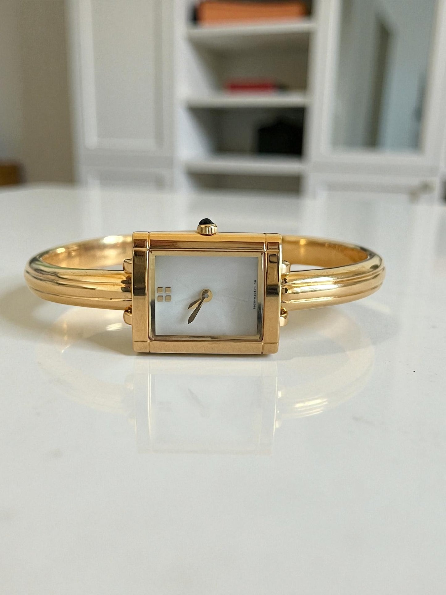 Vintage Yves Saint Laurent Bangle Watch – Gold Plated, Mother of Pearl Dial, YSL Rare Piece