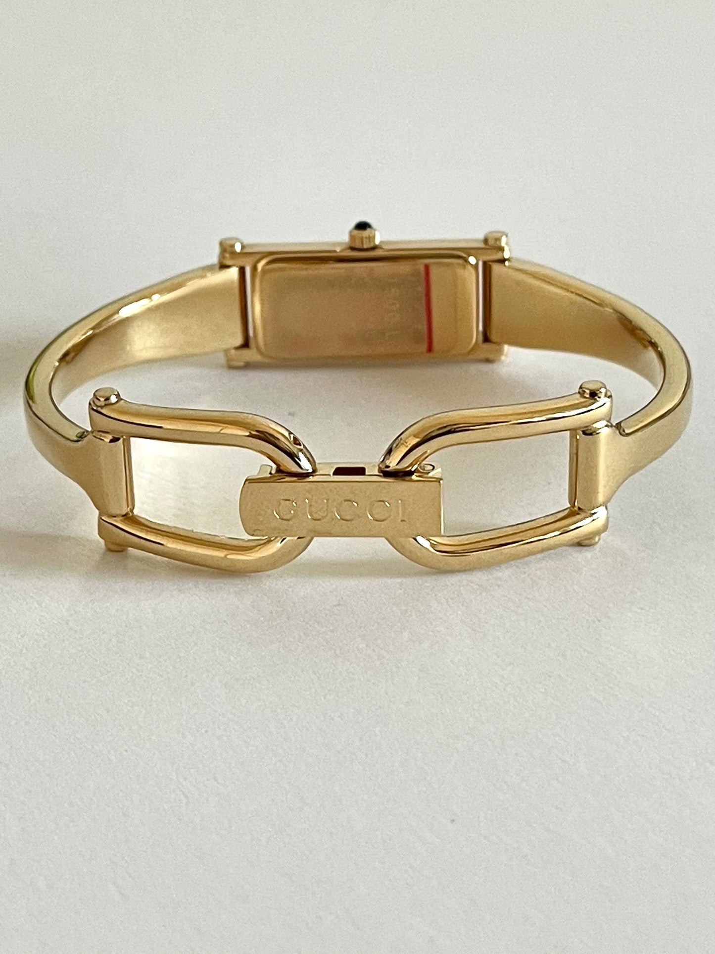 Vintage Gucci Bangle Watch 1500L Gold Plated Rectangle