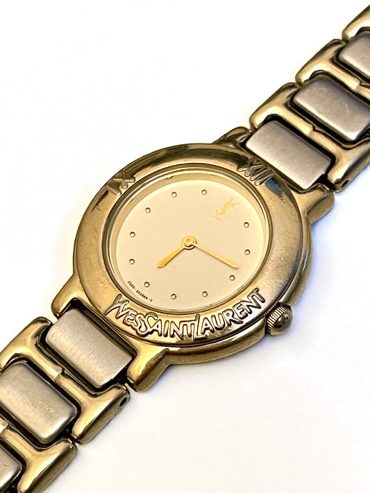 Yves Saint Laurent Vintage Quartz Watch | Two Tone Stainless Steel Bracelet