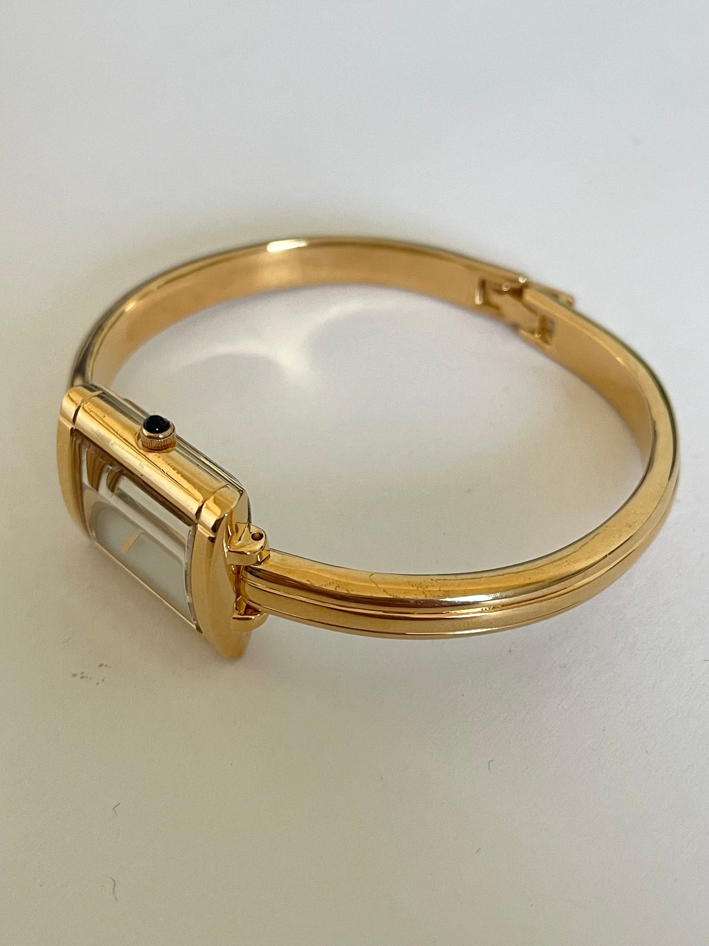 Vintage Yves Saint Laurent Bangle Watch – Gold Plated, Mother of Pearl Dial, YSL Rare Piece