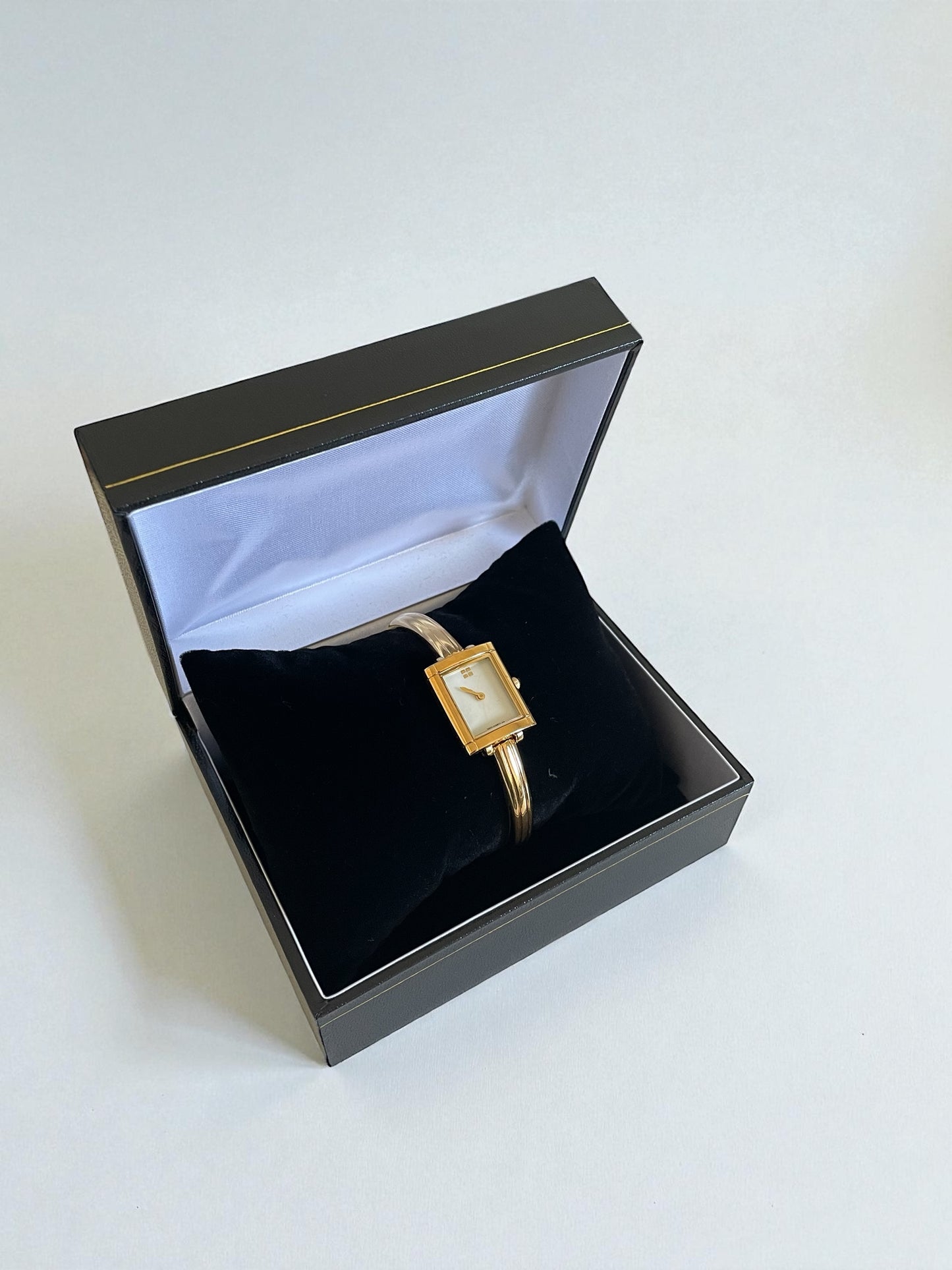 Vintage Yves Saint Laurent Bangle Watch – Gold Plated, Mother of Pearl Dial, YSL Rare Piece
