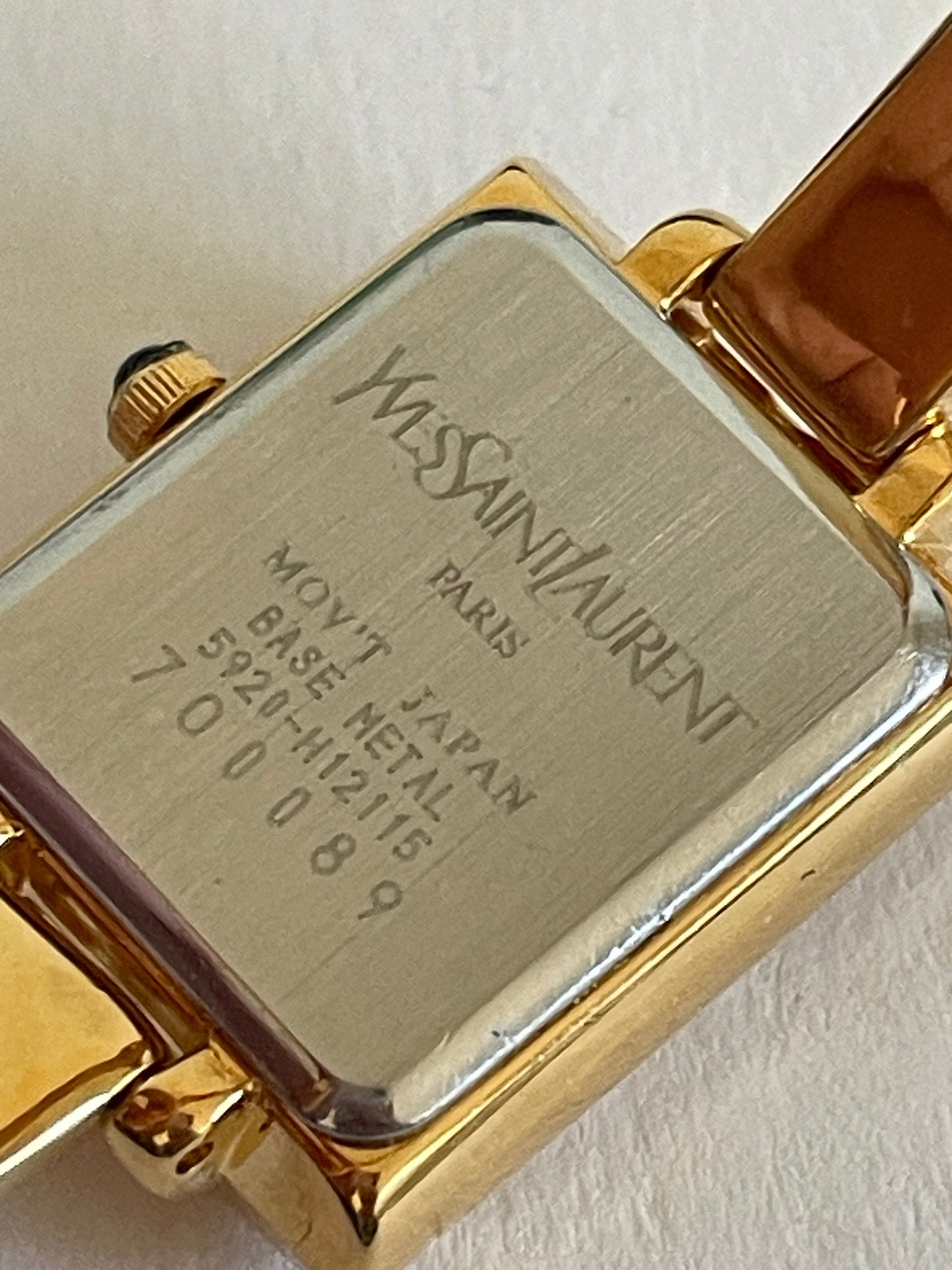 Vintage Yves Saint Laurent Bangle Watch – Gold Plated, Mother of Pearl Dial, YSL Rare Piece