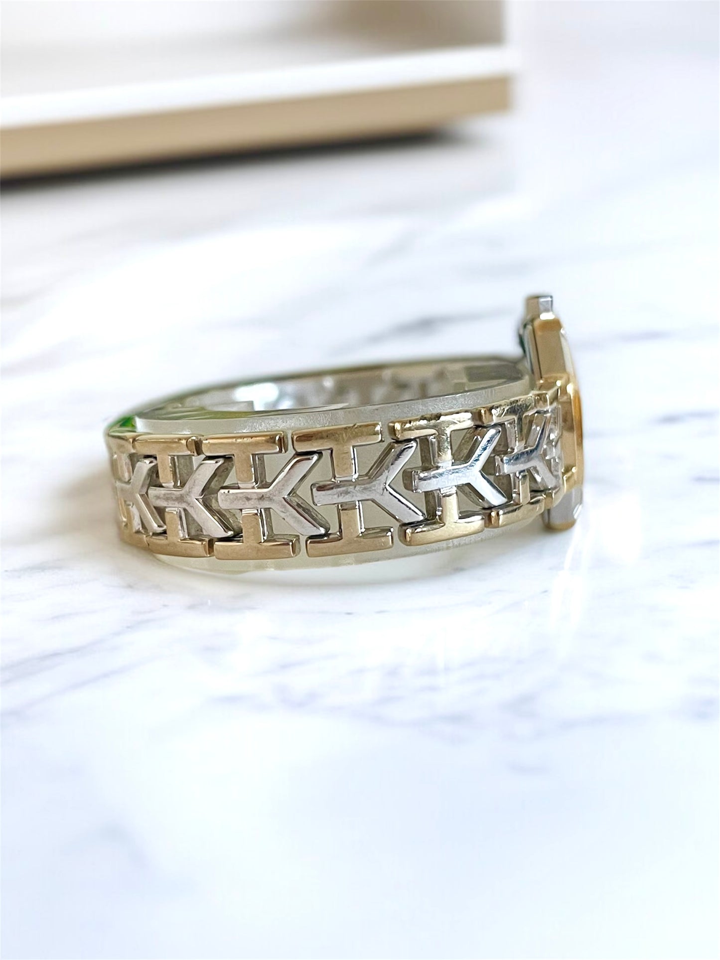 Vintage YSL Octagon Quartz Watch | Two-Tone Stainless Steel, Gold & Silver