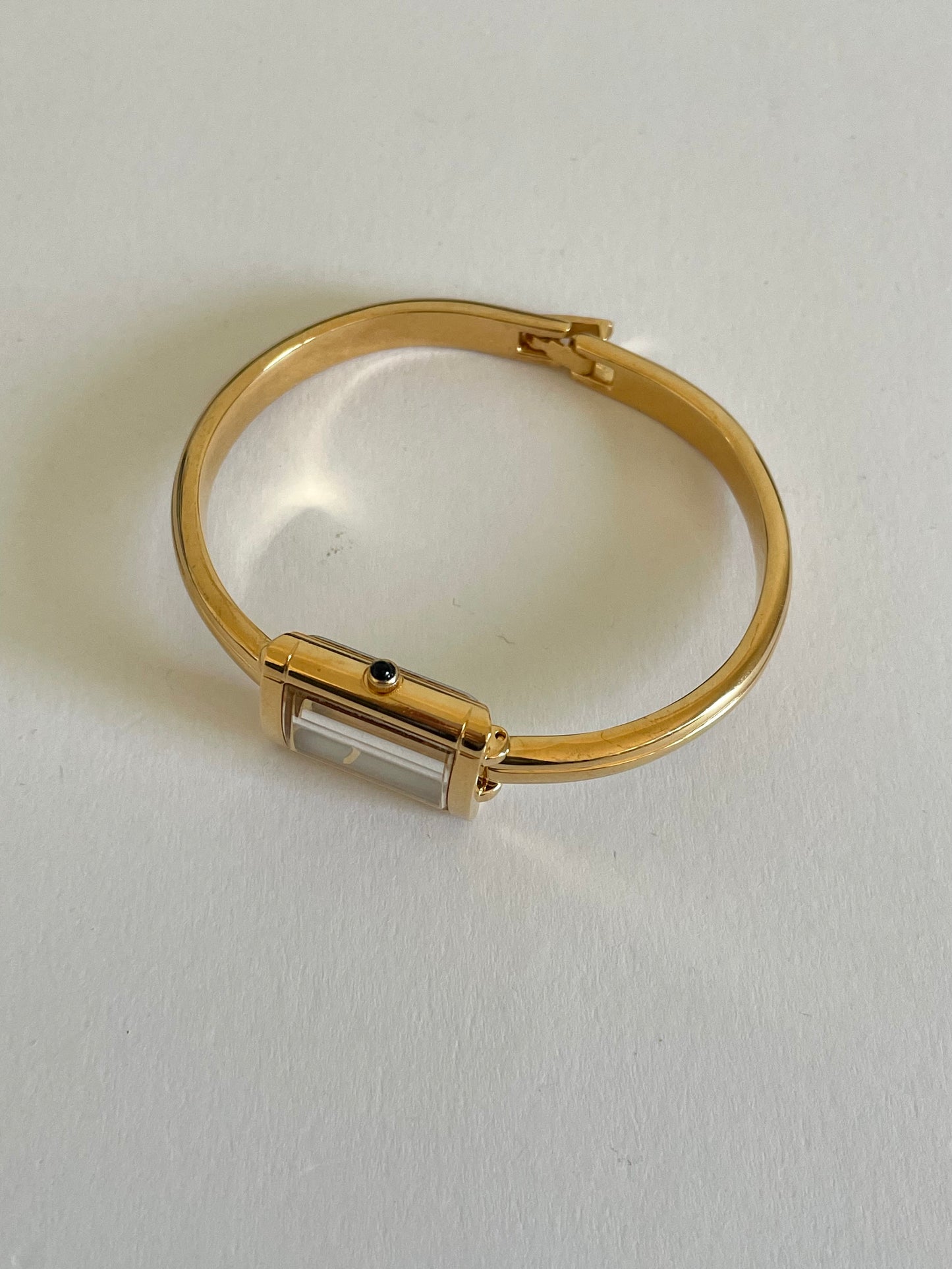 Vintage Yves Saint Laurent Bangle Watch – Gold Plated, Mother of Pearl Dial, YSL Rare Piece