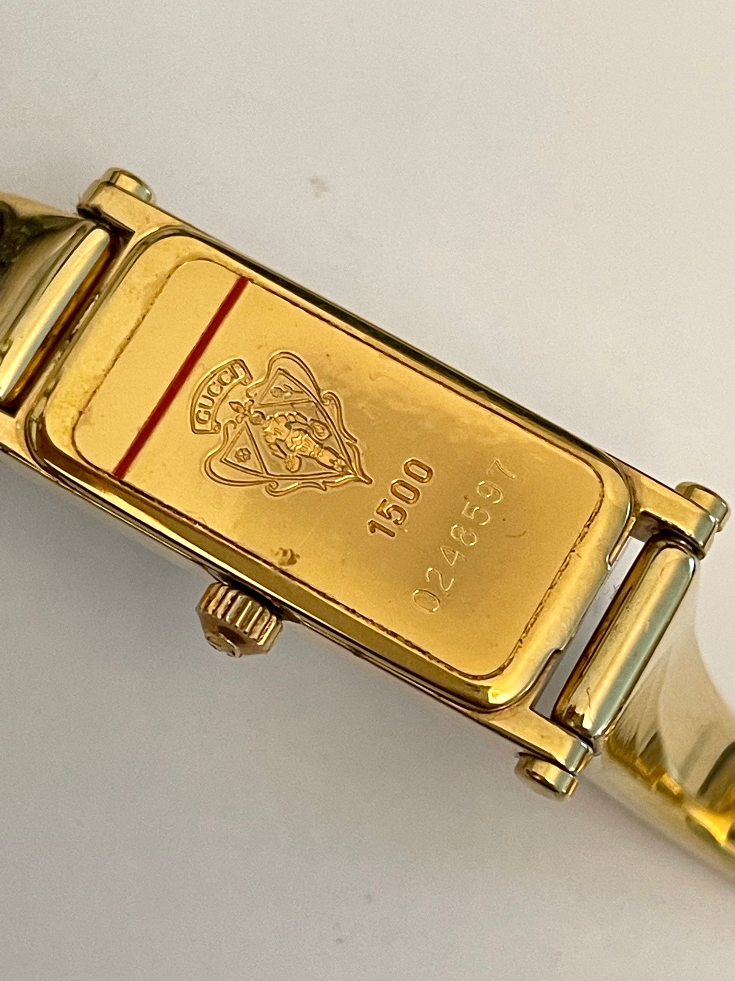 Vintage Gucci Bangle Watch 1500 Gold Plated Rectangle