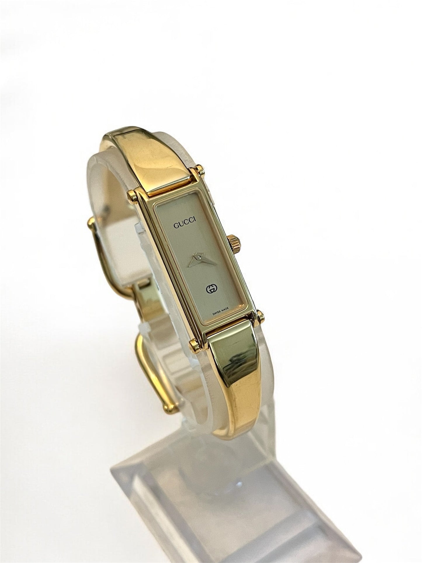 Vintage Gucci Bangle Watch 1500 Gold Plated Rectangle