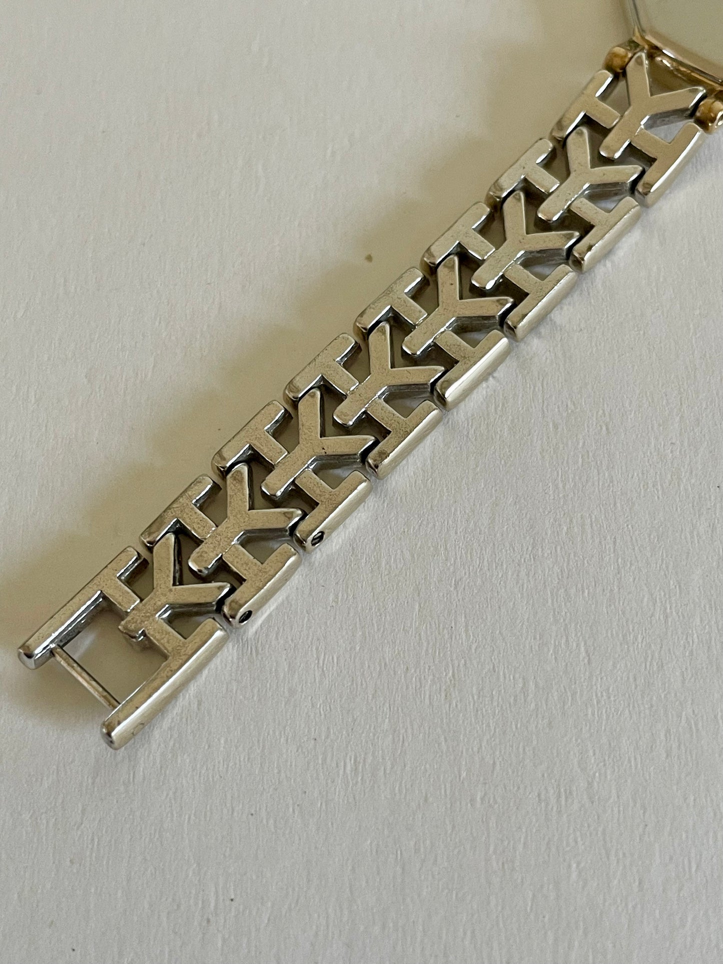 Vintage YSL Octagon Quartz Watch | Two-Tone Stainless Steel, Gold & Silver