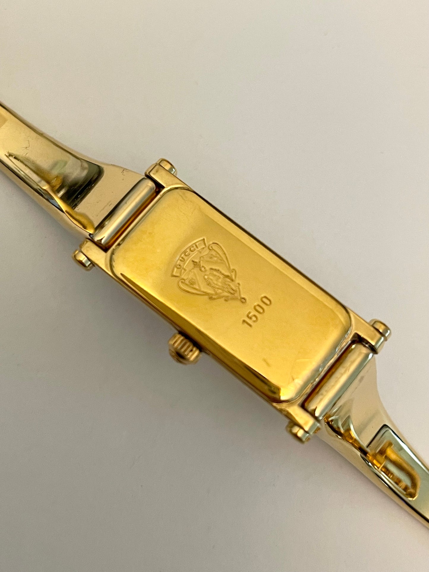 Vintage Gucci Bangle Watch 1500 Gold Plated Rectangle