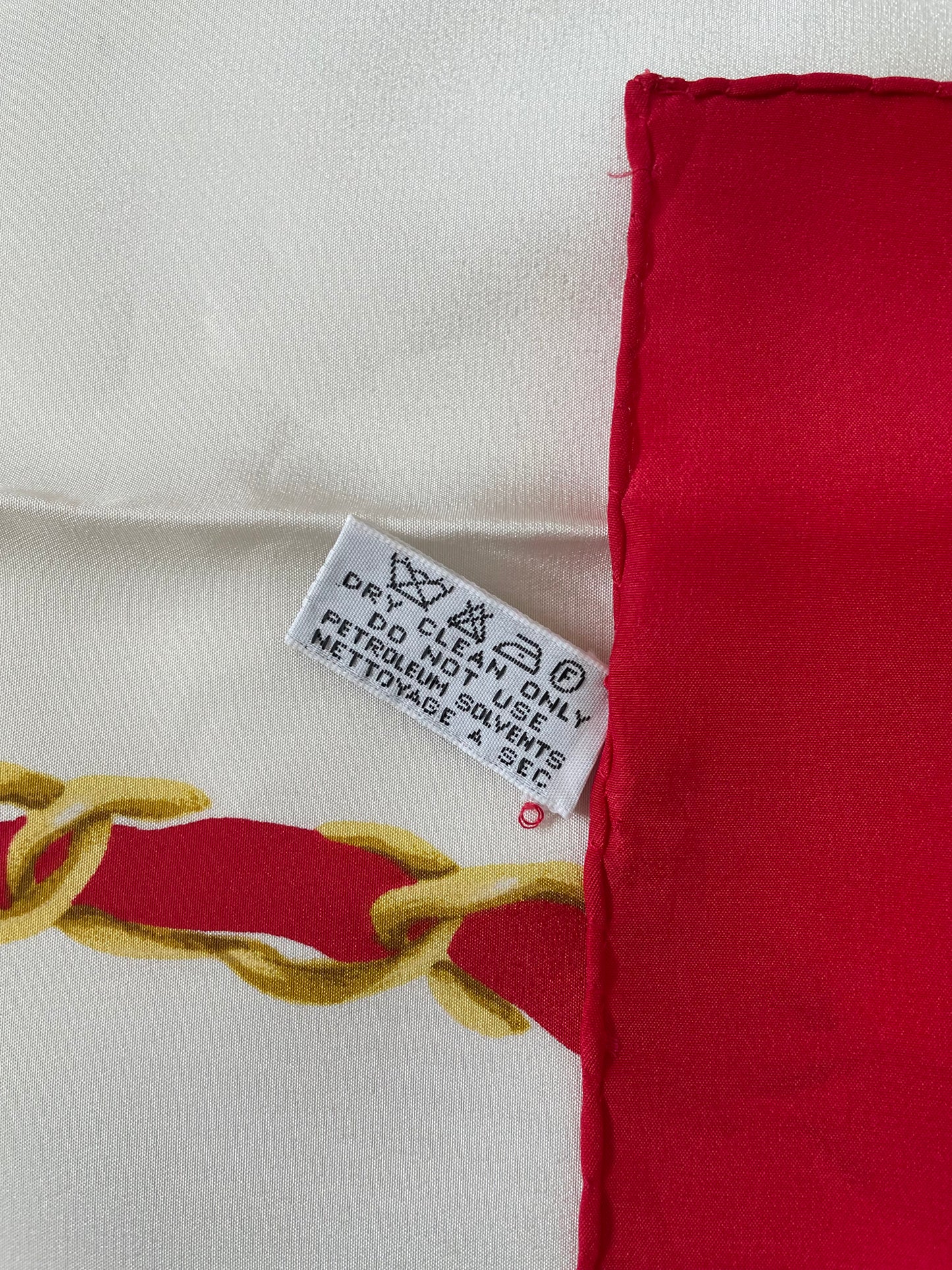 Chanel Vintage Silk Scarf – Red with Flap Bag Print & Matelasse Quilted Design
