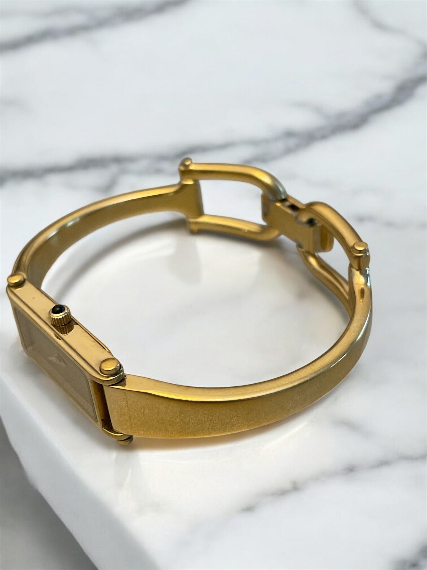 Vintage Gucci Bangle Watch 1500 Gold Plated Rectangle