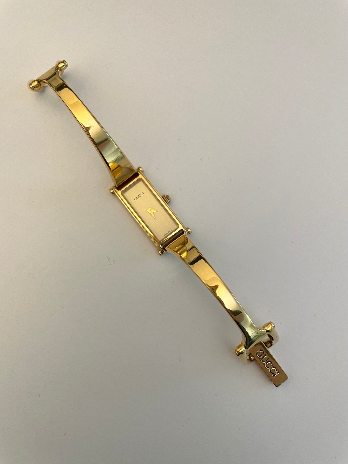 Vintage Gucci Bangle Watch 1500 Gold Plated Rectangle
