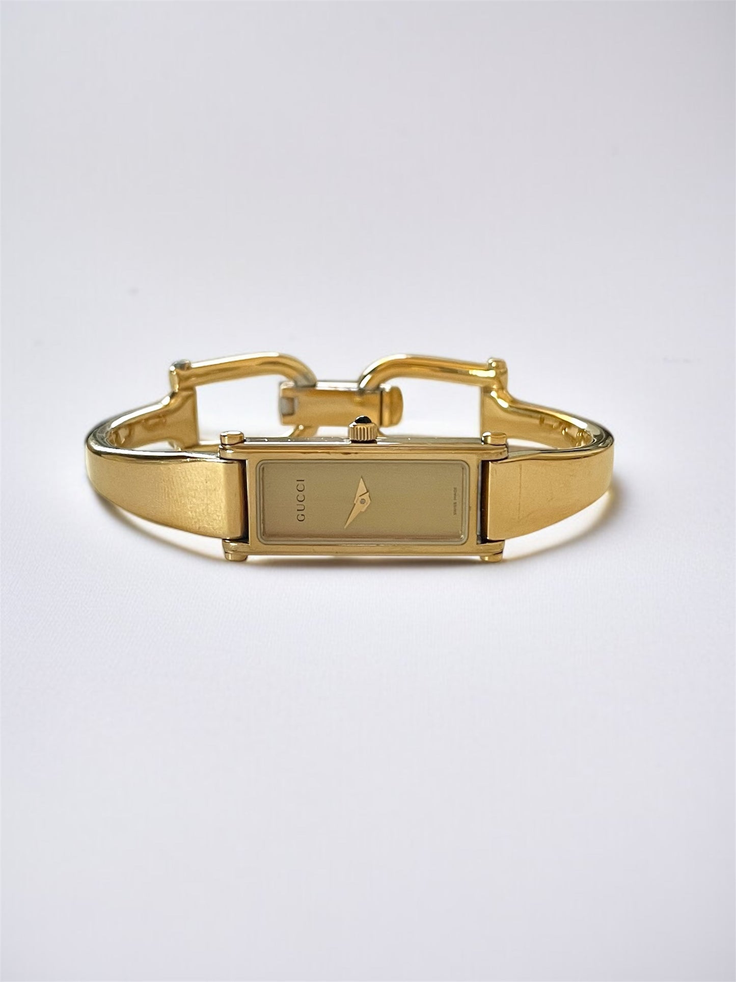 Vintage Gucci Bangle Watch 1500 Gold Plated Rectangle