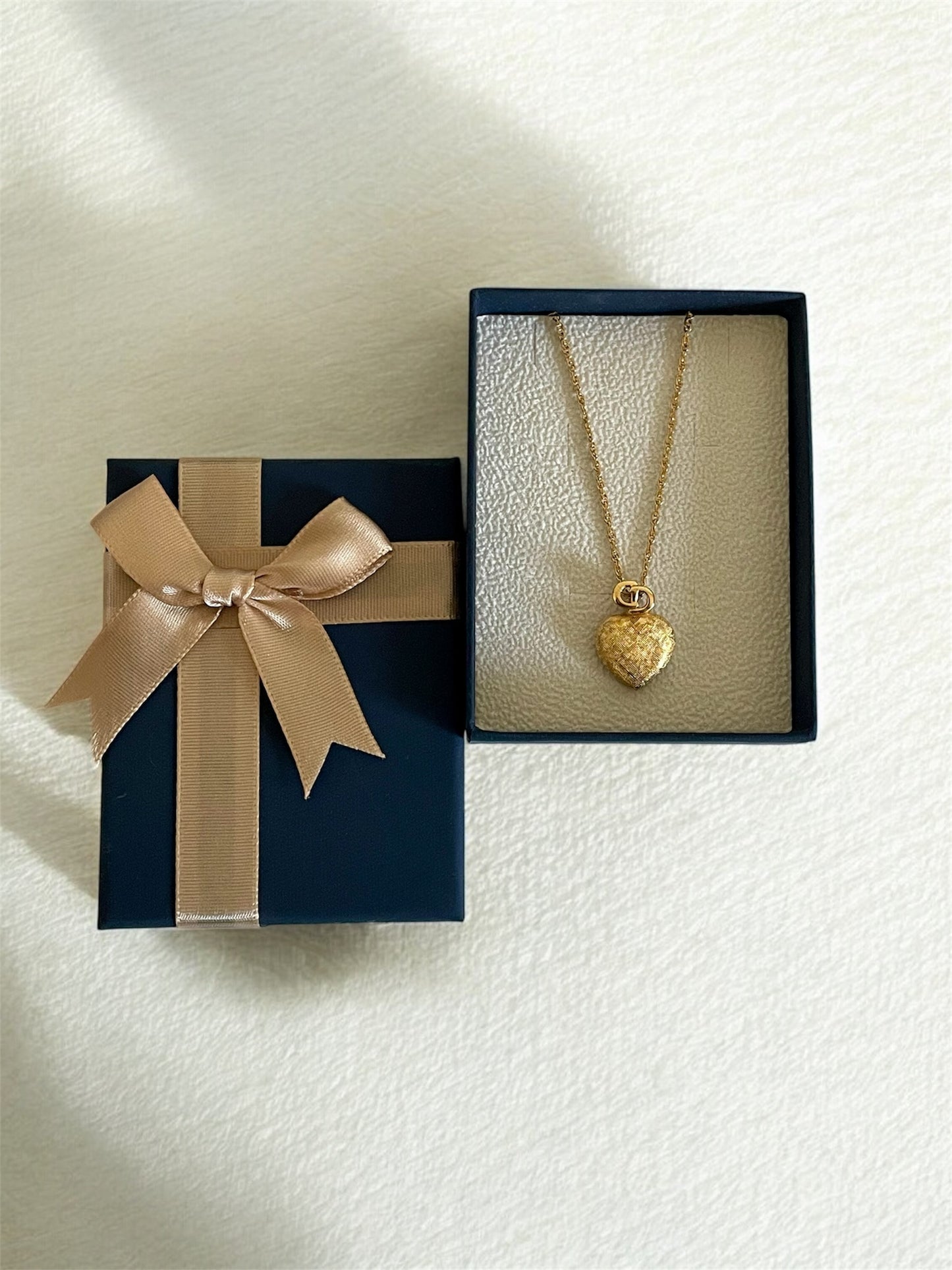 Vintage Christian Dior Necklace – Gold CD Logo & Heart Pendant