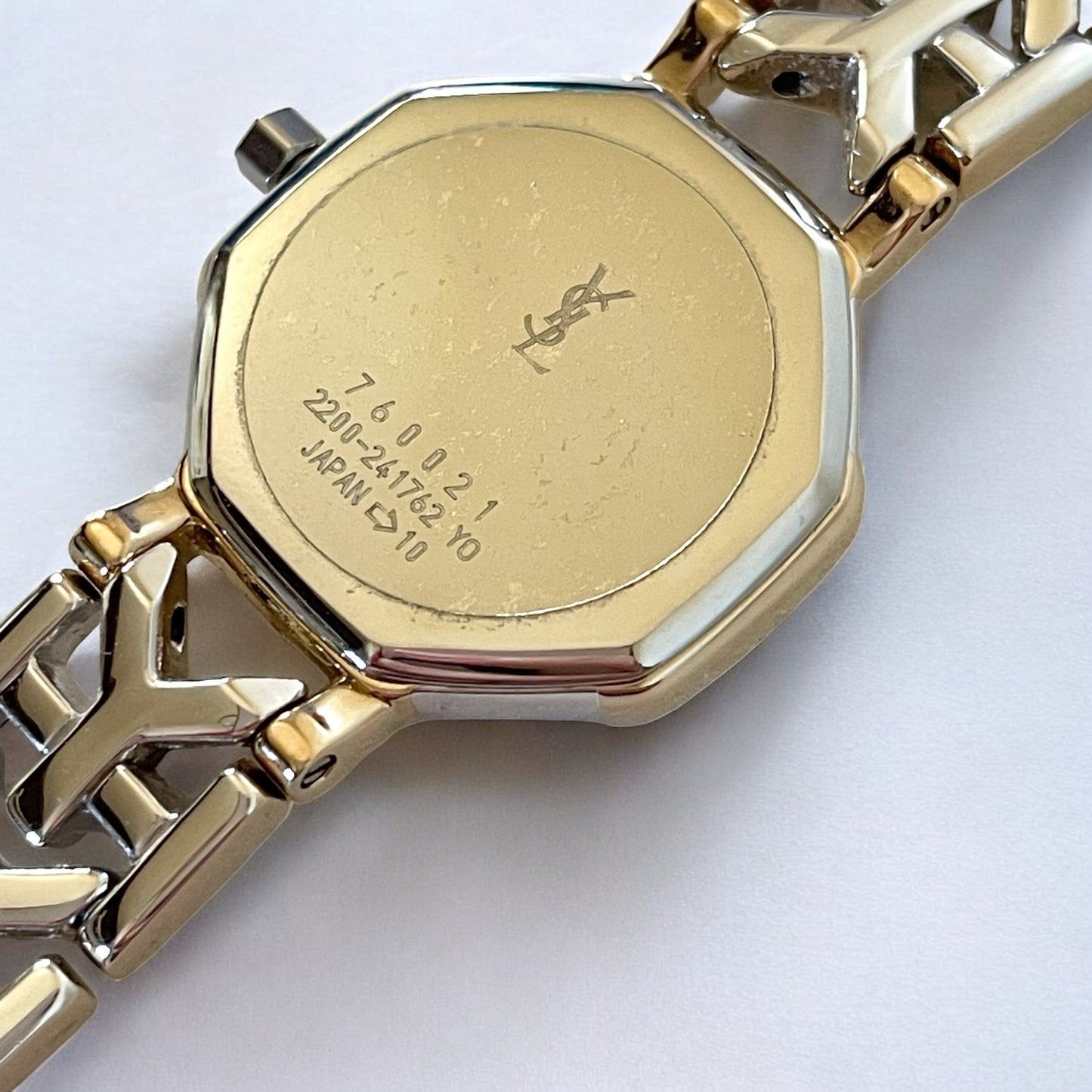 Vintage YSL Octagon Quartz Watch | Two-Tone Stainless Steel, Gold & Silver