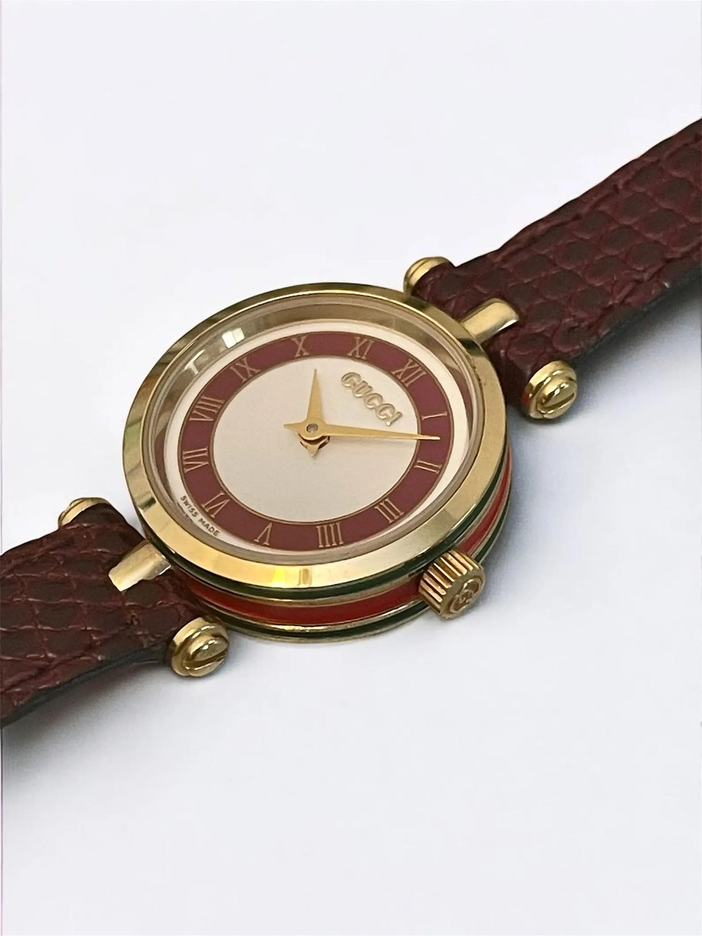 Vintage Gucci Women's Watch | Sherry Line, Burgundy Leather Strap, with Original Box