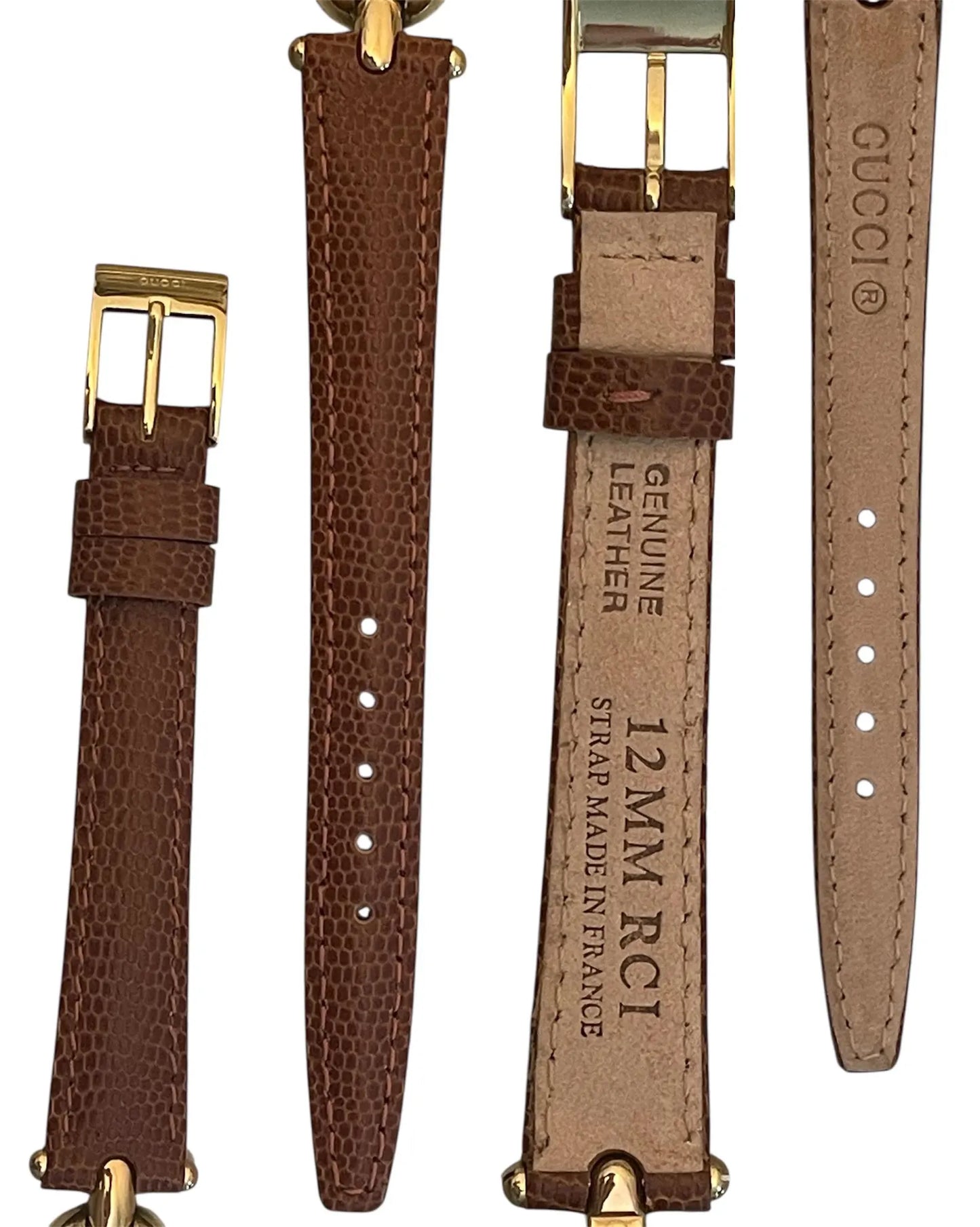 Vintage Gucci Women's Rectangular Watch | Gold Plated, New Gucci Brown Leather Strap
