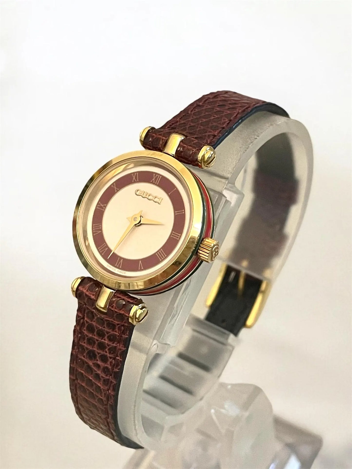 Gucci Vintage Sherry Line Watch | Burgundy Original Leather Strap