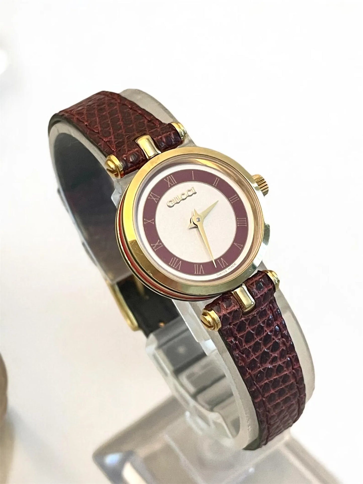 Gucci Vintage Sherry Line Watch | Burgundy Original Leather Strap
