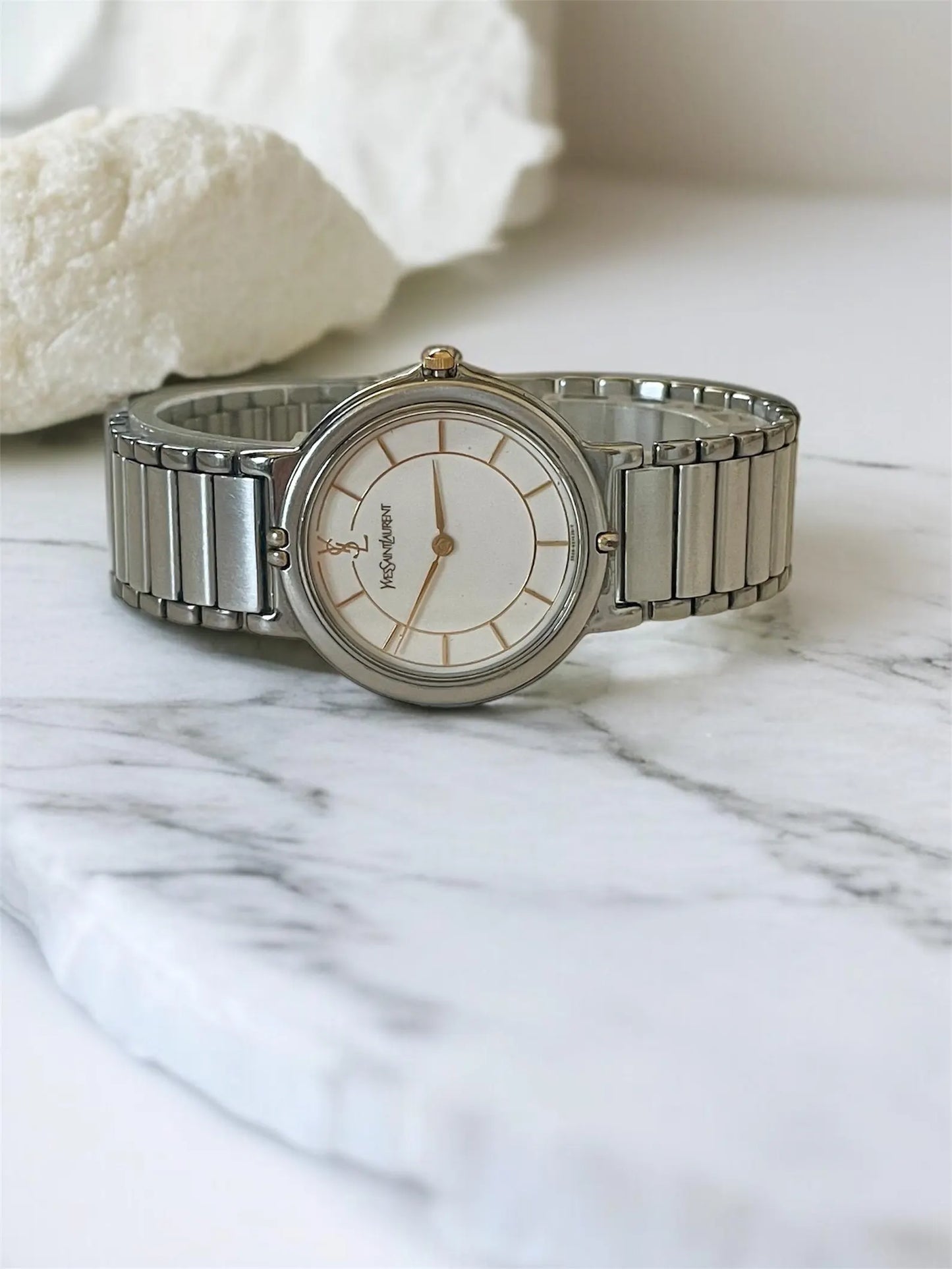 Yves Saint Laurent Vintage Quartz Unisex Watch | Silver Stainless Steel Bracelet