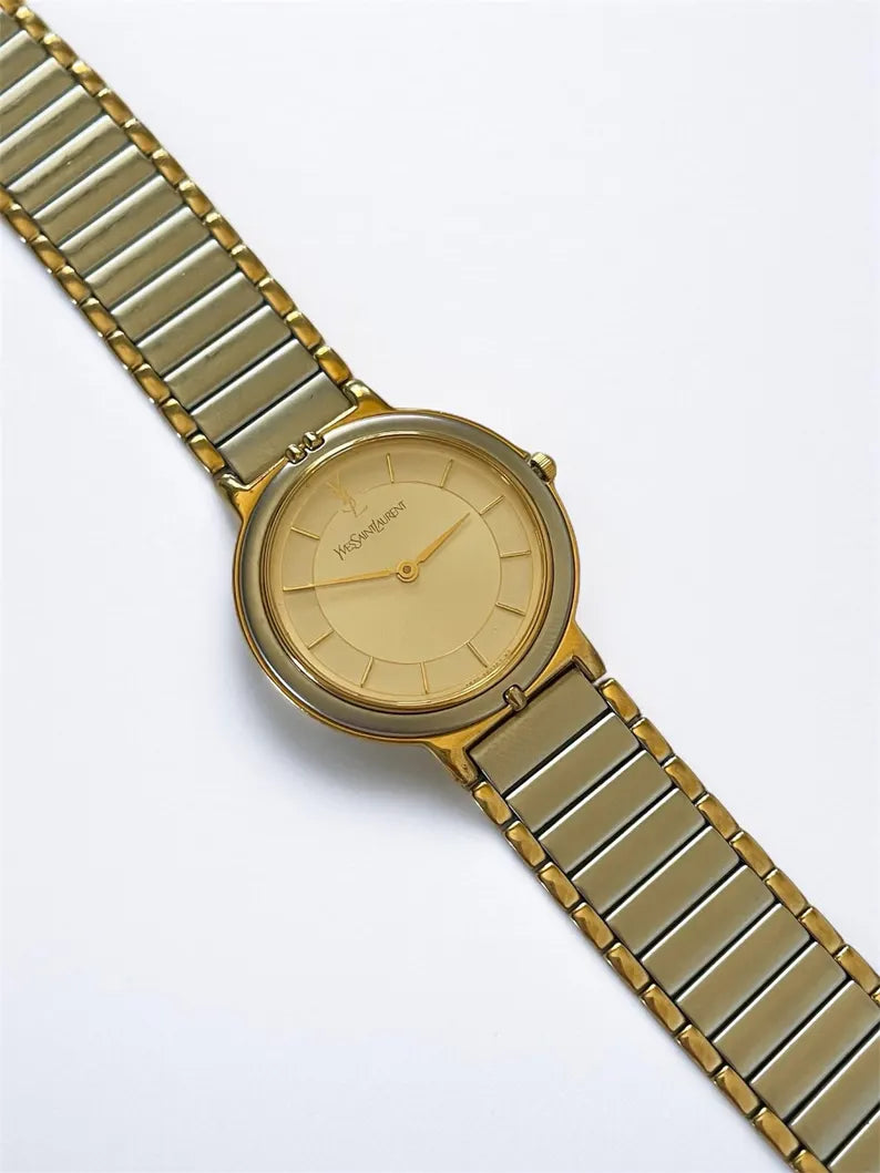 Yves Saint Laurent Vintage Quartz Unisex Watch | Two Tone Stainless Steel Bracelet