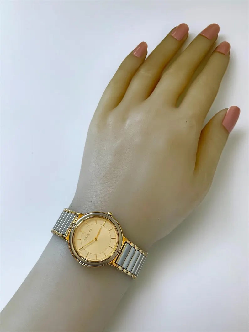 Yves Saint Laurent Vintage Quartz Unisex Watch | Two Tone Stainless Steel Bracelet