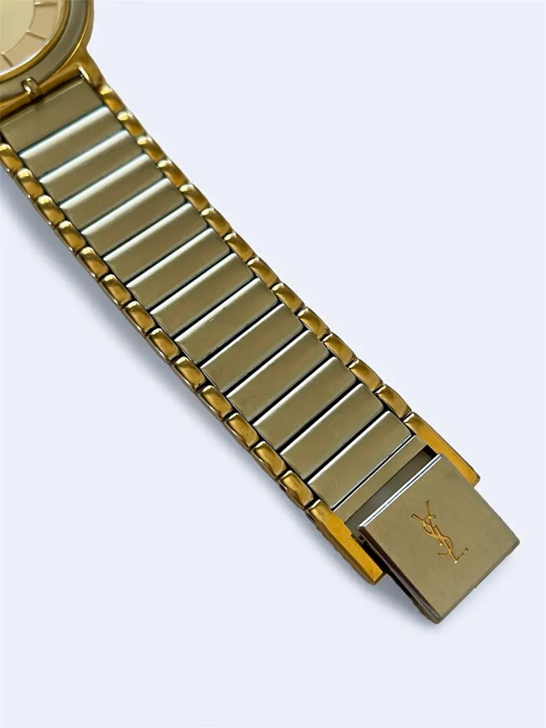 Yves Saint Laurent Vintage Quartz Unisex Watch | Two Tone Stainless Steel Bracelet