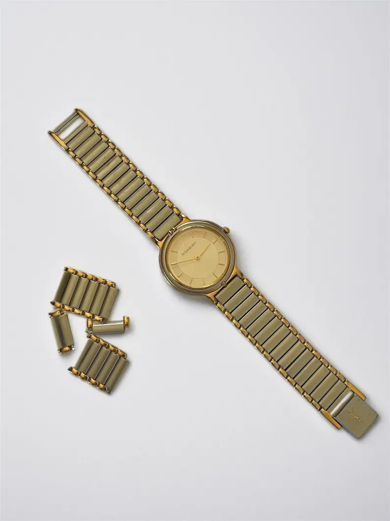 Yves Saint Laurent Vintage Quartz Unisex Watch | Two Tone Stainless Steel Bracelet